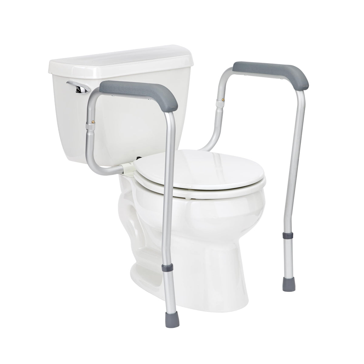 Toilet safety rail with armrests