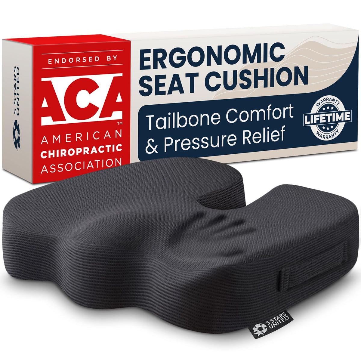Memory foam tailbone seat cushion