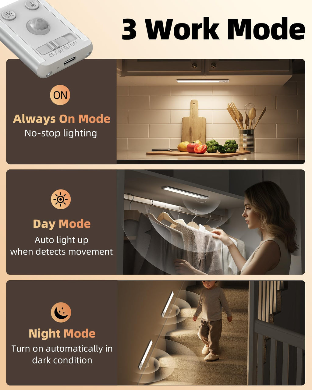 Motion sensor cabinet and stair light bar - view 6