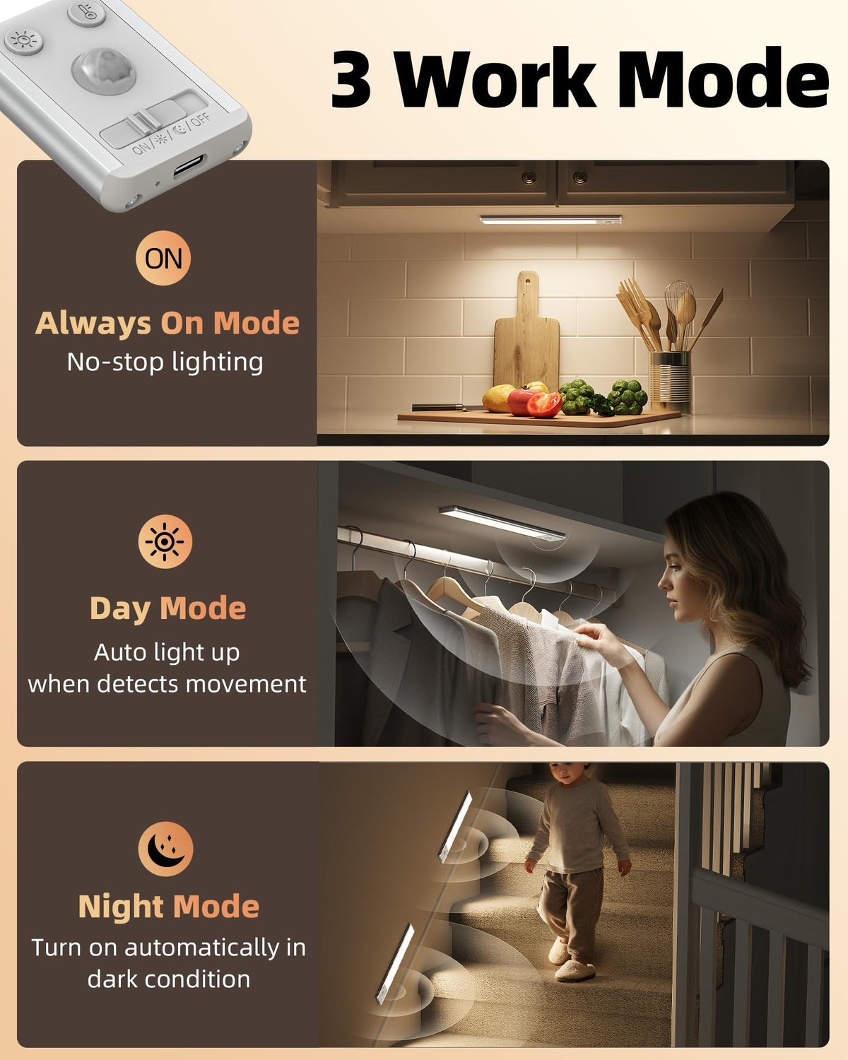 Motion sensor cabinet and stair light bar - view 6