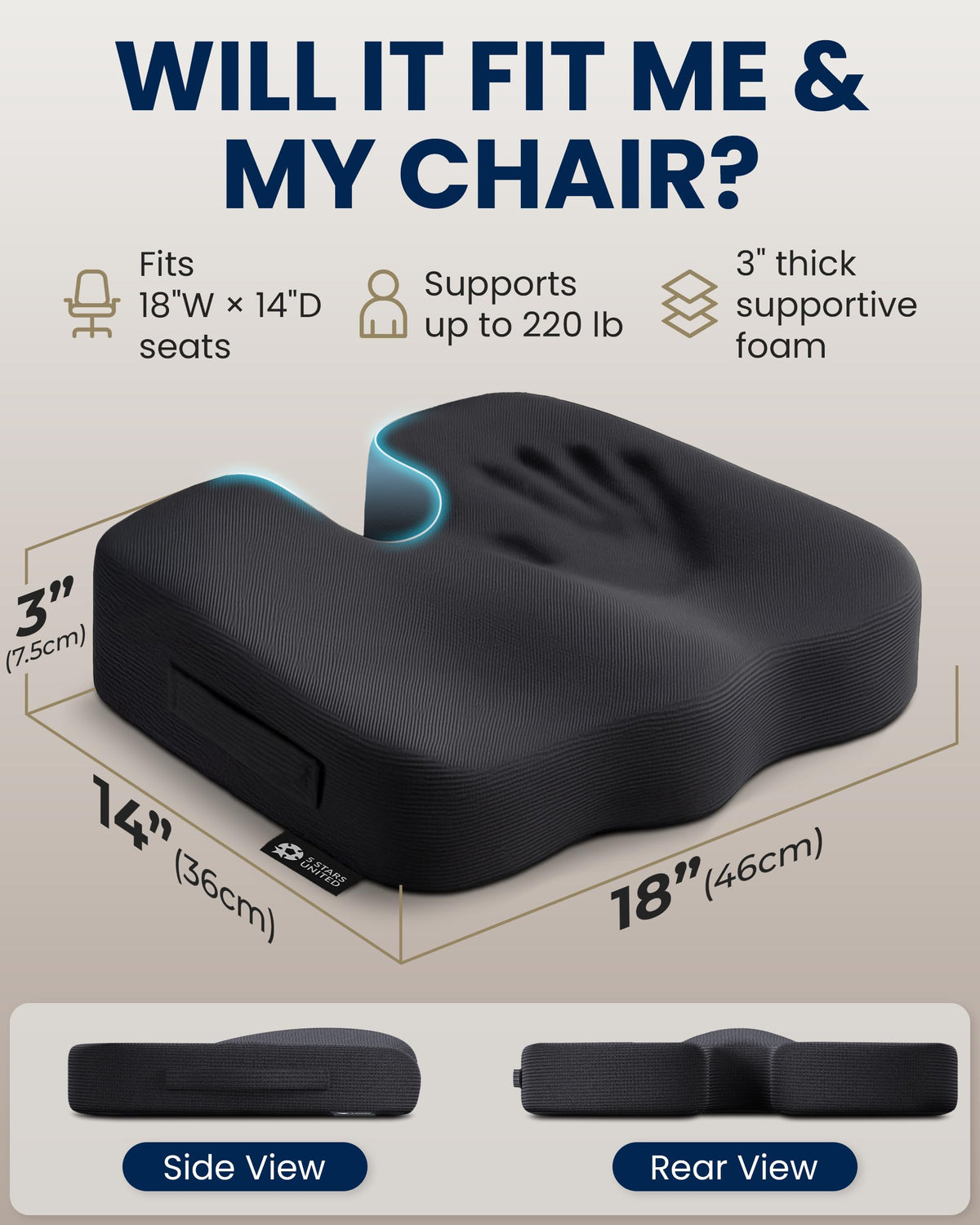 Memory foam tailbone seat cushion - view 5