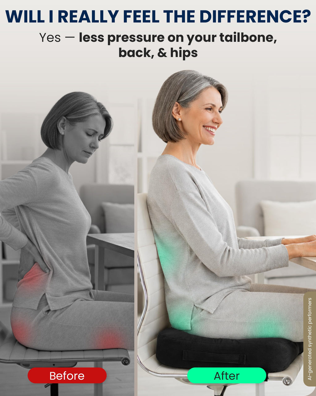 Memory foam tailbone seat cushion - view 7