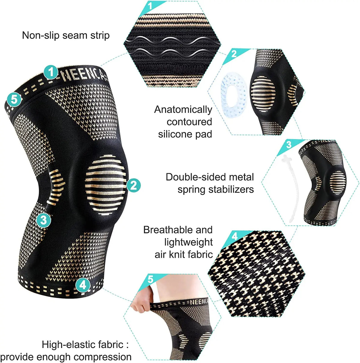 Copper Knee Brace with Kneecap Gel Pad