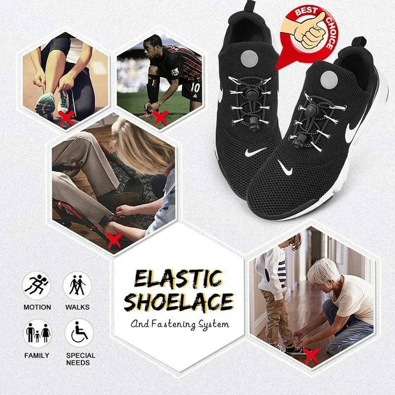 No-Tie Elastic Shoelaces with Spring Lock