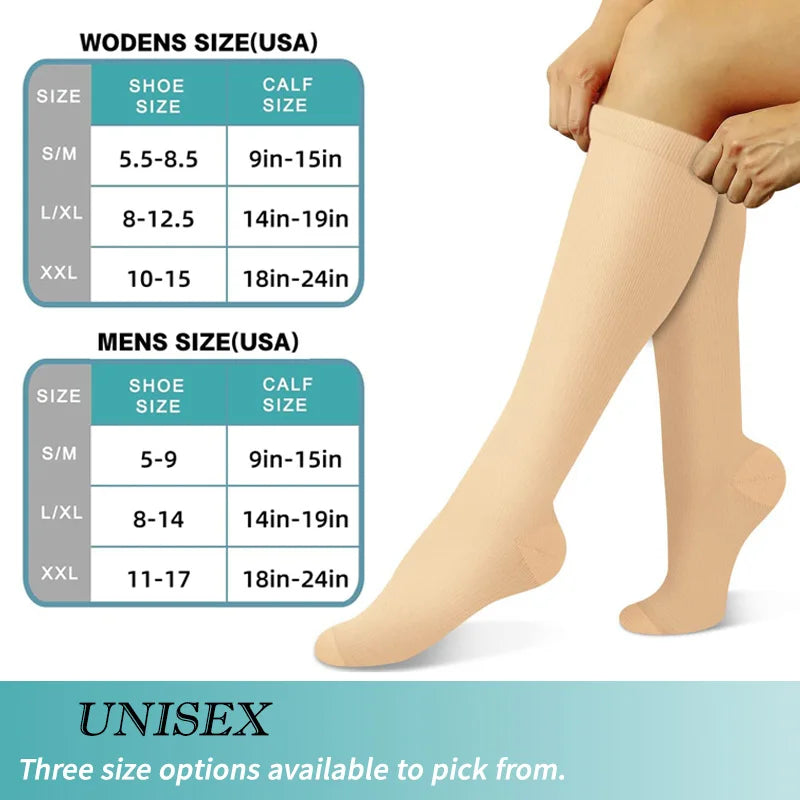 Compression Socks 15-20 mmHg (3 Pairs)