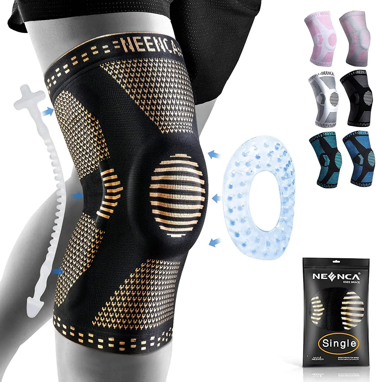 Copper Knee Brace with Kneecap Gel Pad
