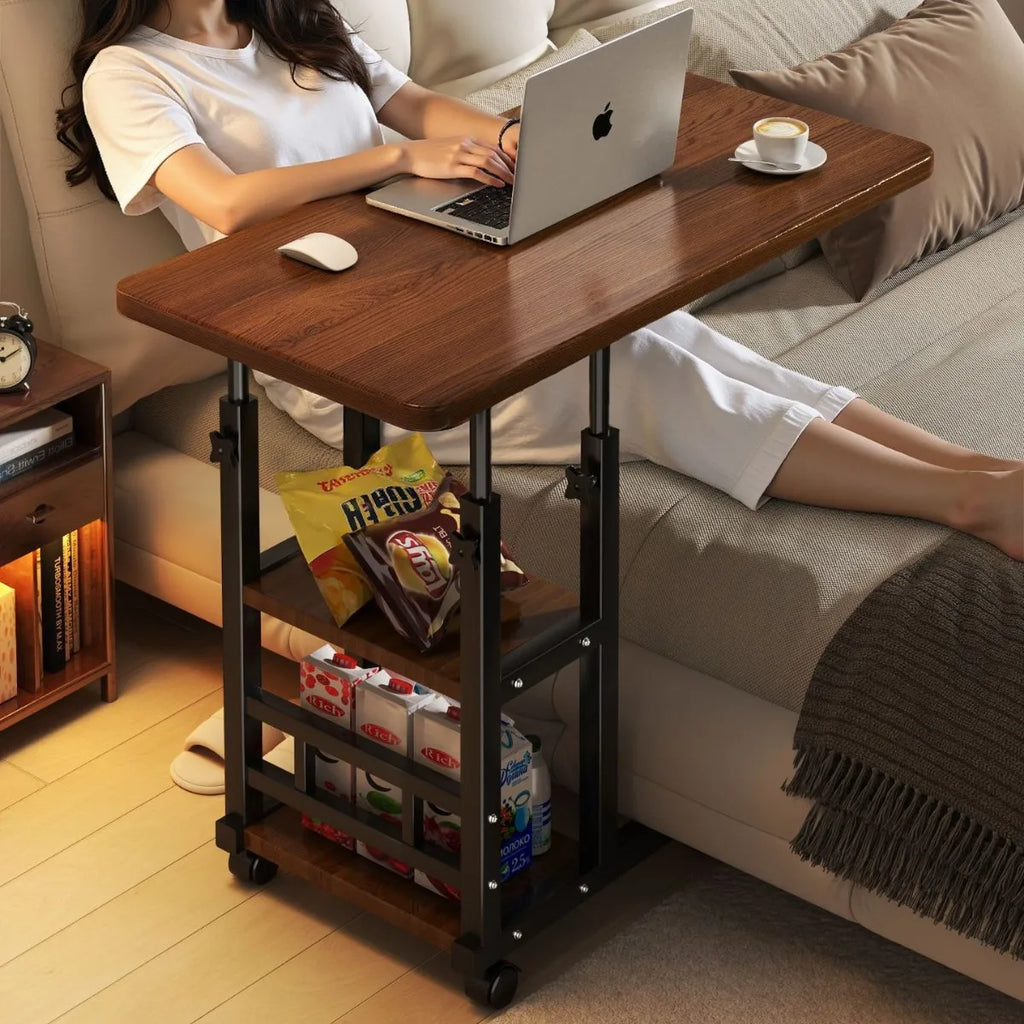 Rolling Height-Adjustable Bedside Table