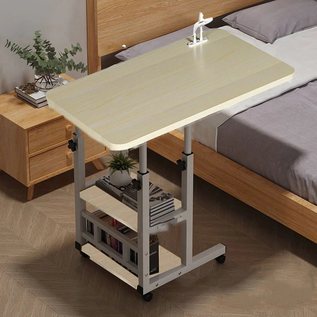 Rolling Height-Adjustable Bedside Table