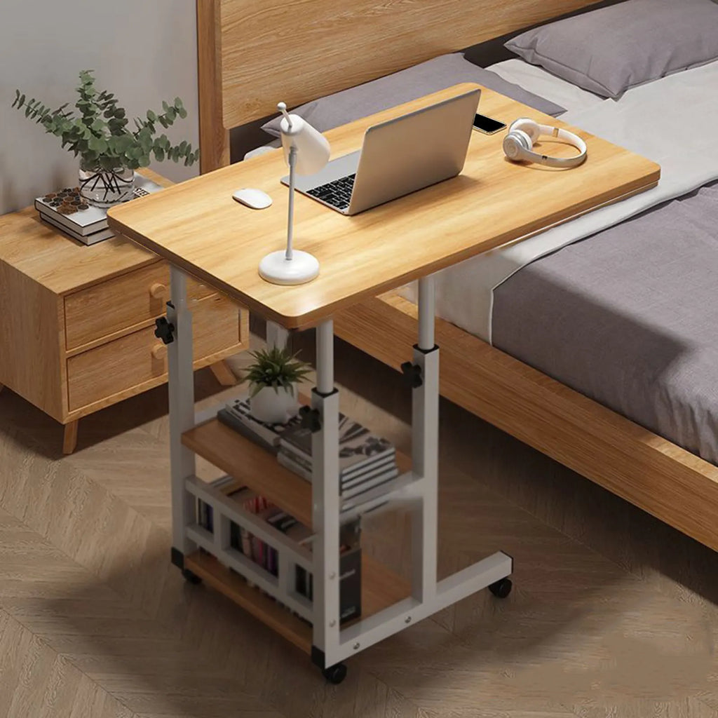 Rolling Height-Adjustable Bedside Table