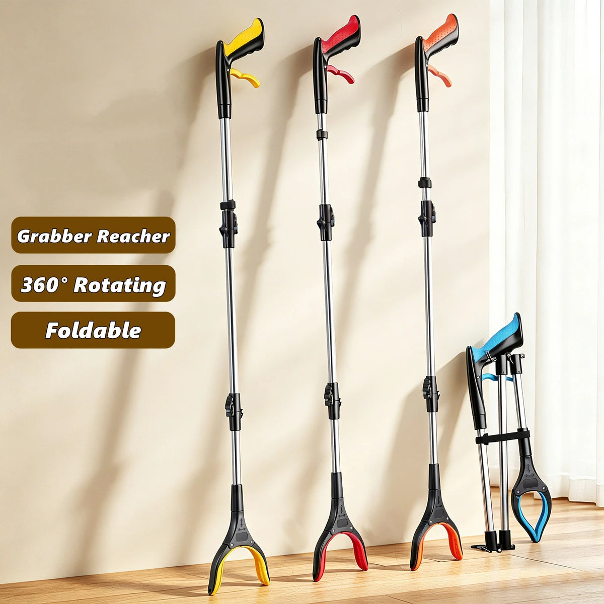 Foldable Reacher Grabber with Magnetic Tip