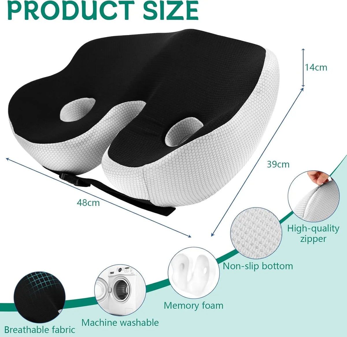 Adjustable-Width Orthopedic Seat Cushion
