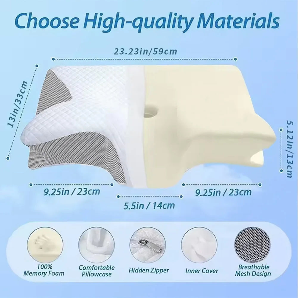 Contoured Butterfly Pillow for Neck Pain